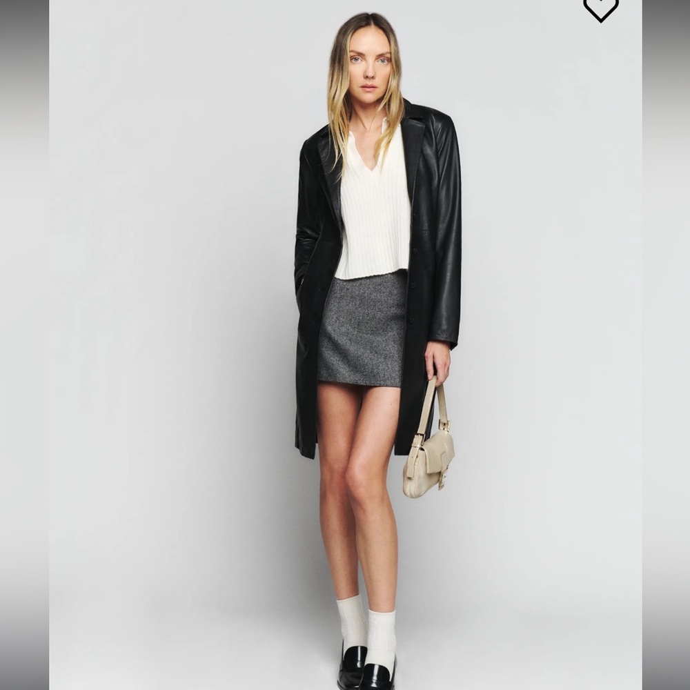 NWT reformation X veda Crosby 90s longline leather blazer